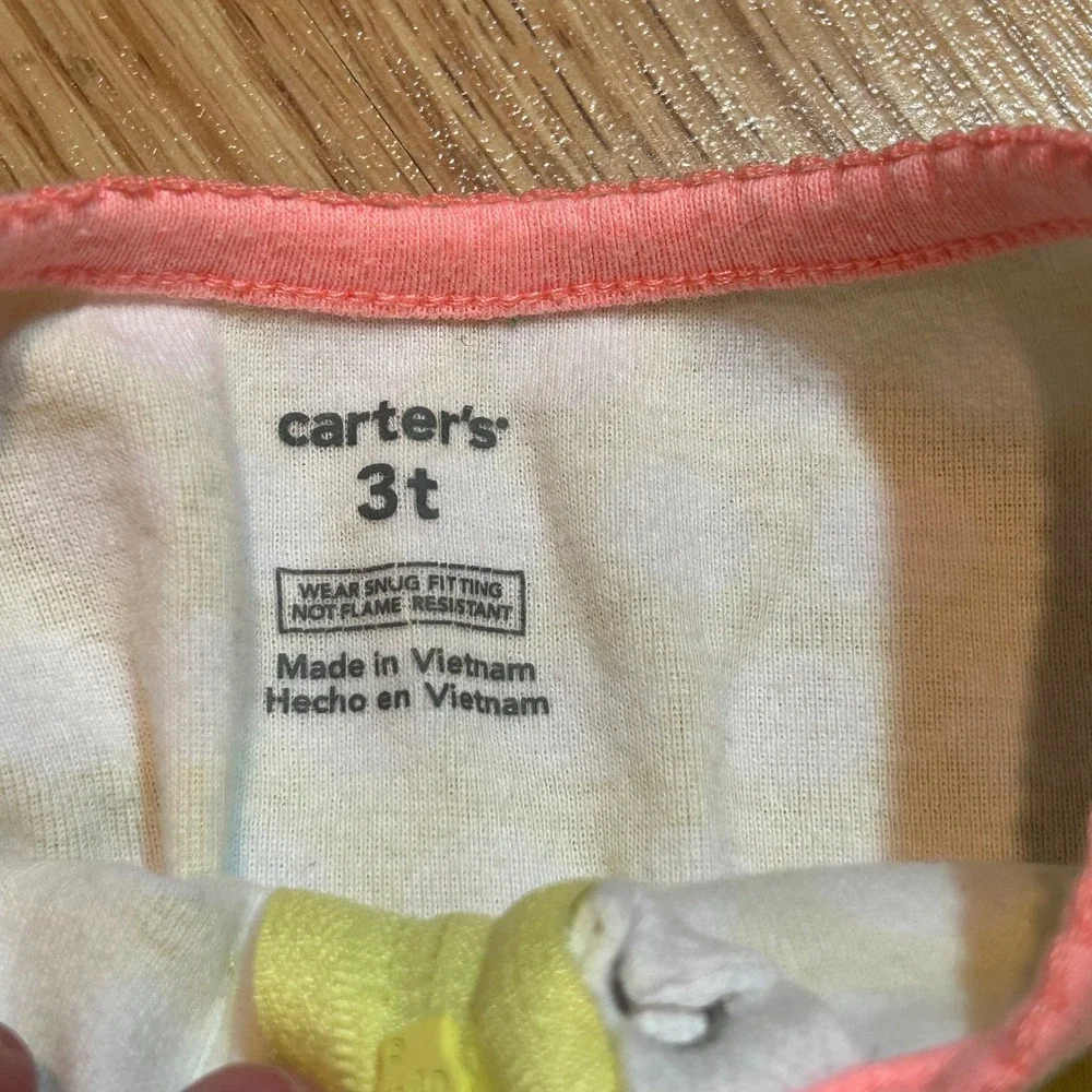 Carters Toddler Girl‎ 3T Yellow Polka Dot Crab Bird One Piece Pajamas Sleeper
